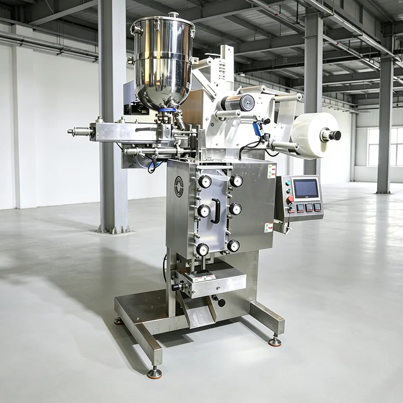 Máquina de embalagem de líquidos com vedação vertical de três lados